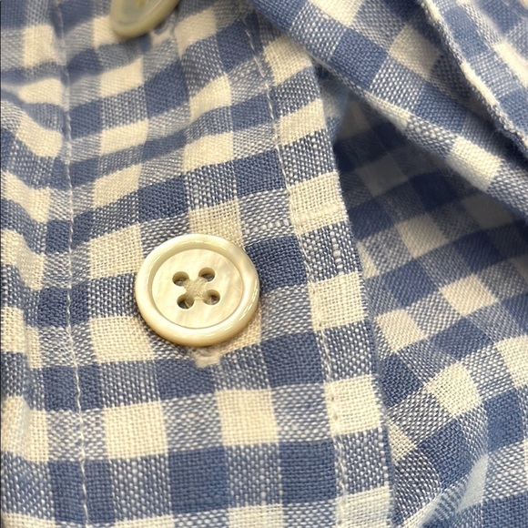 POLO Ralph Lauren Blue Gingham Linen Tiered Ruffle Midi Skirt w/ Pockets Sz 4 - Picture 11 of 16